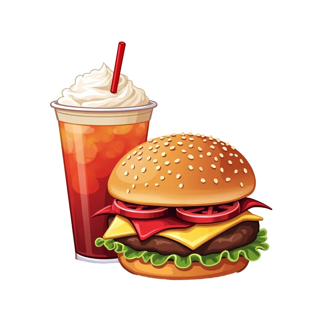 Delicious Burger and Frosty Drink